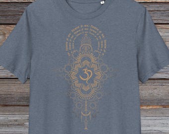Women's OM Organic Cotton Tee, Sacred Geometry T-Shirt, Spiritual Yoga Shirt, Meditation Top, Festival Clothing, Gift for Her