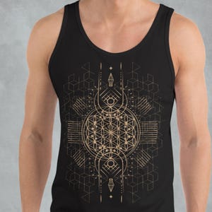 Flower of Life Sacred Geometric Tank Top Black~UNISEX TANK TOP~Yoga Tank Top~Boho Top~Hippie Tank~Goa Psy Trance Shirt~Alternative Clothes