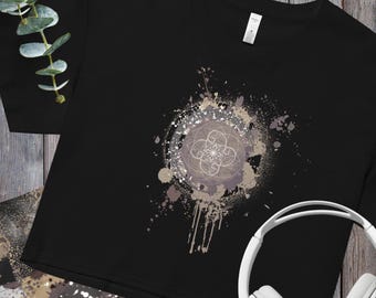 Mandala Splash Crop Top~Sacred Geometric Tees~Yoga Crop Top~Tribal Shirt~Goa Top~Psy Trance Clothing~Alternative Clothes~Hippie Top~Boho Top
