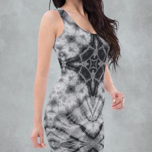 Fractal Tie Dye Dress For Woman~Tie Dye Dress~Bodycon Dress short~Goa Psy Trance Festival Dress~Boho Dress~Alternative Clothing~Hippie Dress