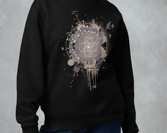 Mandala Splash Woman Organic Cotton Sweatshirt~UNISEX~Boho Hippie Pullover~Goa Psy Trance Clothing~Sacred Geometric Top~Alternative Clothes