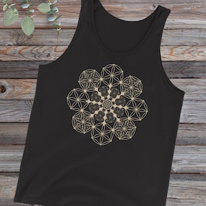 Seed of Life Mens Tank Top Black~UNISEX TANK TOP~Yoga Tank Top~Boho Hippie Tanks~Sacred Geometric Goa Psy Trance T-Shirt~Alternative Clothes