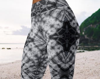 Fractal Tie Dye Yoga Leggings~Abstract Legging~Tights~Goa Psy Trance Legging~Hippie Legging~Boho Legging~Tribal Legging~Alternative Clothing