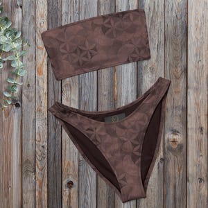 Psychedelischer Sacred Geometry Bandeau Bikini in Batikoptik - Sacred Geometry Goa Festival Bademode - 2XS-6XL