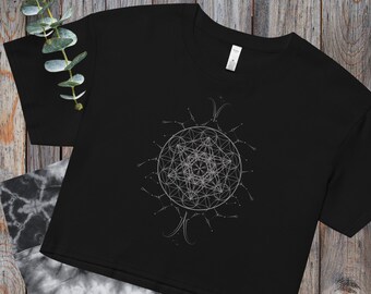 Merkaba Frauen Crop Top ~Heilige Geometrische Tees~Yoga Crop Top~Tribal Shirt~Goa Top~Psy Trance Kleidung~Alternative Kleidung~Hippie Top~Boho Top