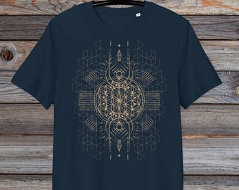 Flower of Life Organic Cotton T-Shirt for Women, Sacred Geometry Shirt, Spiritual Yoga Tee, Meditation Clothes,Festival Wear, Conscious Gift