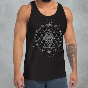 Sri Yantra Männer Tank Top Schwarz~UNISEX TANK TOP~Yoga Tank Top~Boho Hippie Tank Top~Goa Psy Trance T-Shirt~Heilige Geometrie Top~Alternative Kleidung