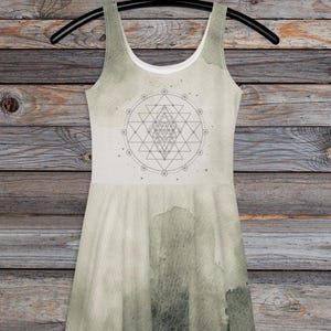 Mandala Tie Dye Dress~Sacred Geometric Sri Yantra Dress~Goa Psytrance Dress~Boho Dress~Hippie Dress~Batik Fairy Dress~Alternative Clothes