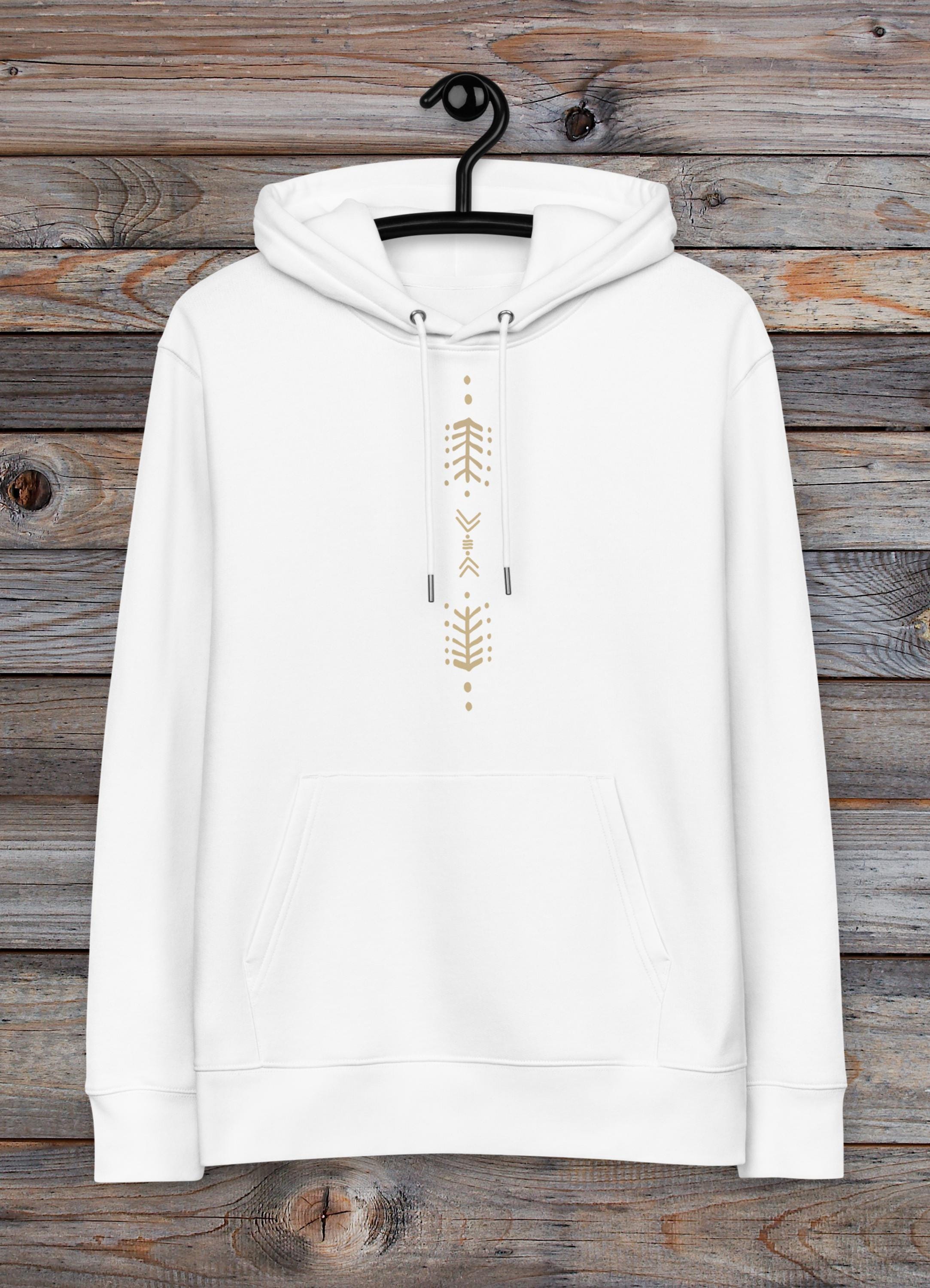 Men Printed Hoodie White~unisex~tribal Print Hoodie~organic Cotton 