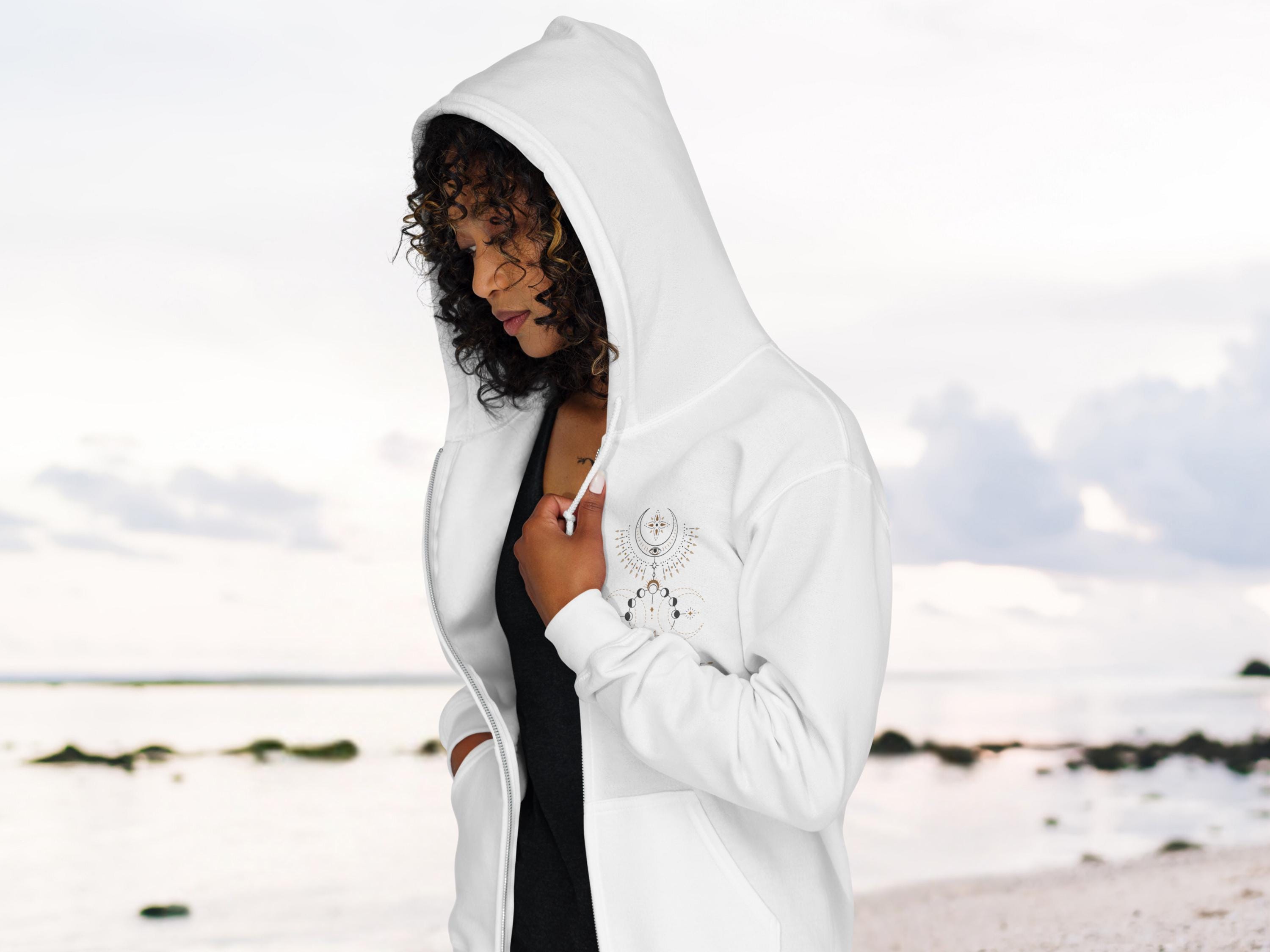 Moon Phase Zip-up Hoodie Grey~unisex, S-5xl,sacred Geometric Full