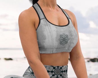 Sujetador deportivo para mujer ~ Top de yoga Seed of life ~ Sujetador deportivo Tie Dye ~ Top de entrenamiento hippie ~ Ropa deportiva alternativa ~ Bustier Goa Psy Trance ~ Sujetador de gimnasio ~ BH
