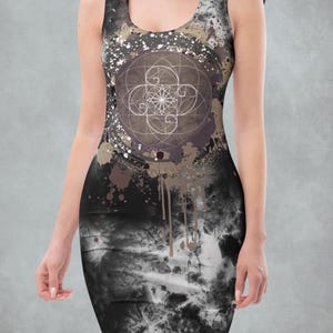 Abstract Mandala Tie Dye Sacred Geometric Dress For Woman~Short batik Dress~Goa Psytrance Dress~Boho Dress~Alternative Clothes~Hippie Dress