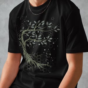 Tree Abstract Mens Organic Cotton Printed T-Shirt~UNISEX~Sacred Geometric Top~Goa Psy Trance Clothes~Forest Tribal Shirt~Alternative Clothes