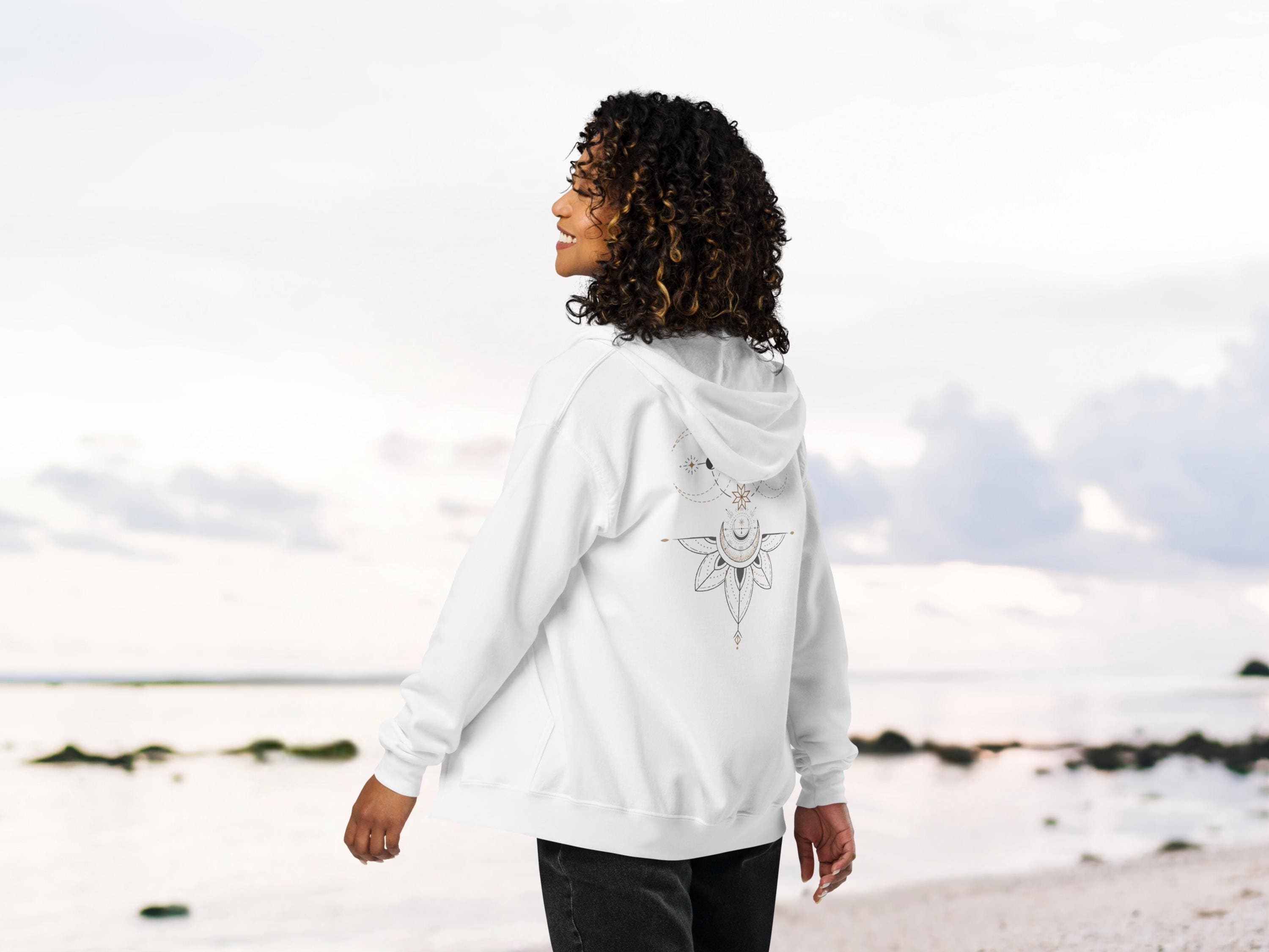 Moon Phase Zip-up Hoodie Grey~unisex, S-5xl,sacred Geometric Full