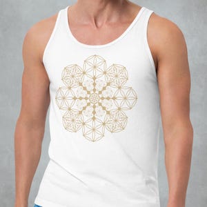 Seed of Life Mens Tank Top White~UNISEX TANK TOP~Yoga Tank Top~Boho Hippie Tanks~Sacred Geometric Goa Psy Trance T-Shirt~Alternative Clothes