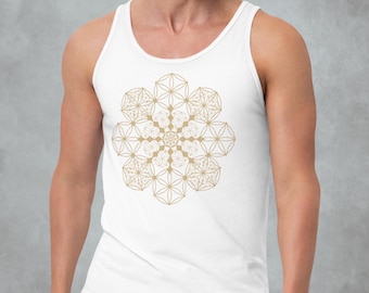 Seed of Life Mens Tank Top White~UNISEX TANK TOP~Yoga Tank Top~Boho Hippie Tanks~Sacred Geometric Goa Psy Trance T-Shirt~Alternative Clothes