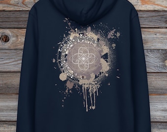 Mandala Splash Organic Cotton Hoodie Blue~Sacred Geometric Men Hoodie~UNISEX~Boho Pullover~Goa Psy Trance Hoodie~Hippie,Alternative Clothes