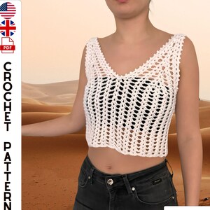 Boho V-Neck Crochet Tank Top Pattern | Beginner Summer Top PDF