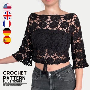 Patrón de Ganchillo – Blusa Calada | Ideal para Principiantes | Tallas XS–XL | Descarga Instantánea