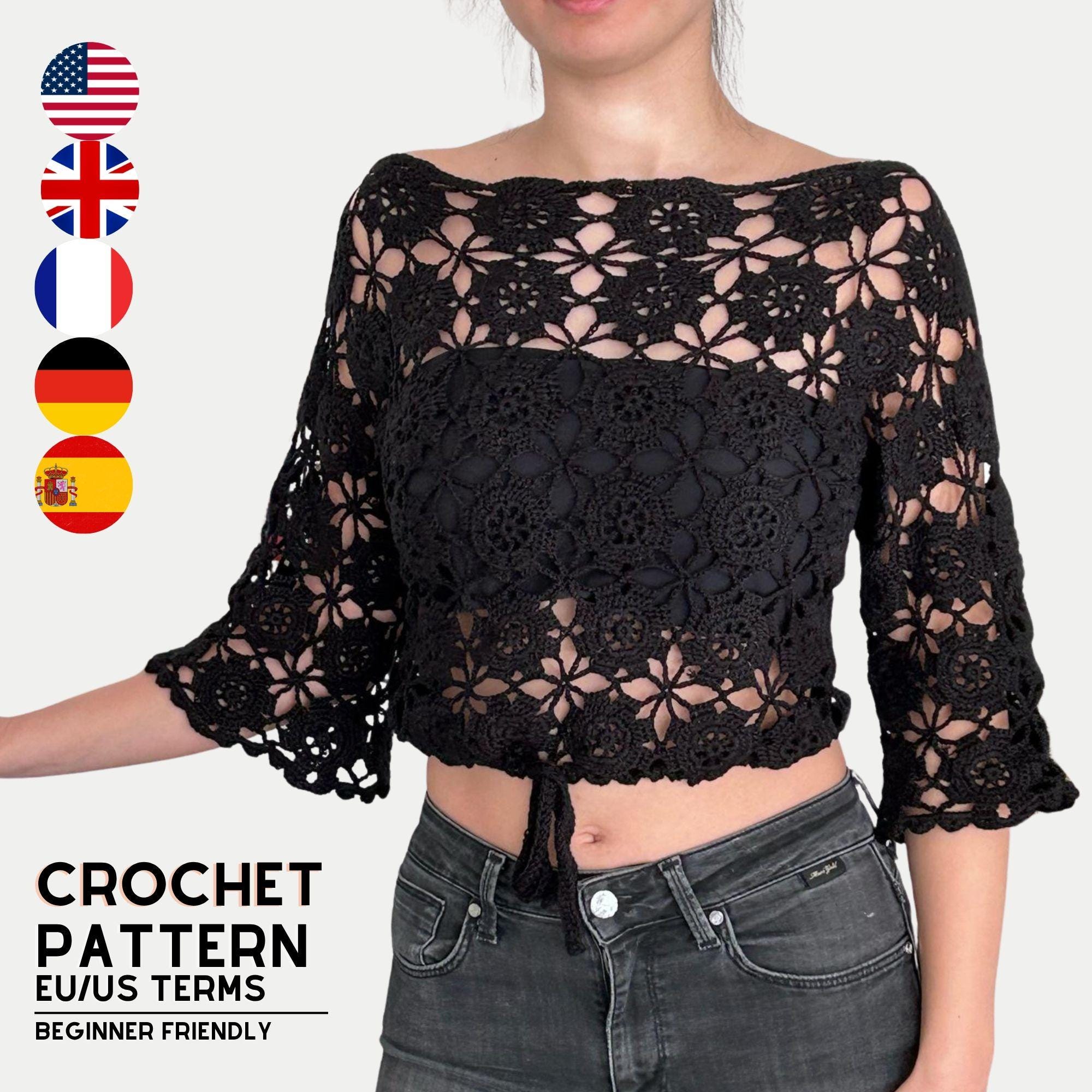 Haakpatroon: blouse met kanten top | Geschikt voor beginners | XS–XL Inbegrepen maten | Direct downloaden