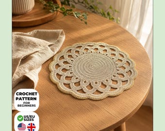 Crochet Doily Digital PDF Pattern Console Cover Beginner Lace Home Decor Slow Fashion Tutorial Guide