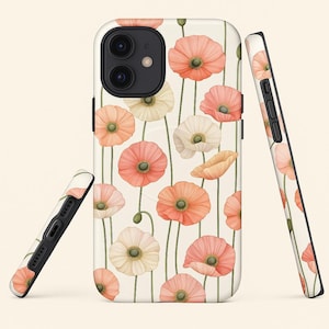 Custodia per telefono Poppies Pastel con MagSafe® – Custodia per iPhone opaca/lucida | Antiurto e floreale | Protezione a due strati | Design estivo