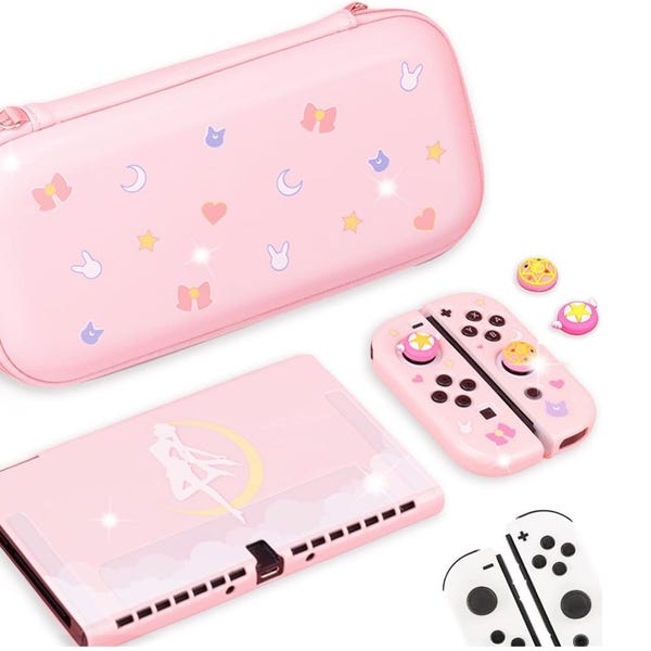 Moon Anime inspired Nintendo Switch Shell – Pastel Pink Protective Case