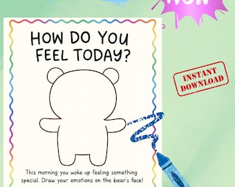 Feelings Worksheet: Bear Emotional Check-In, SEL Printable (PDF Download)