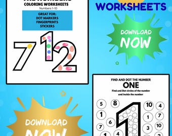 Vorschulnummer Arbeitsblätter 1-10 | Do A Dot Printables | Aktivitäten zur Zahlenerkennung | Zählübungen für Kleinkinder | Hauptschule Mathe