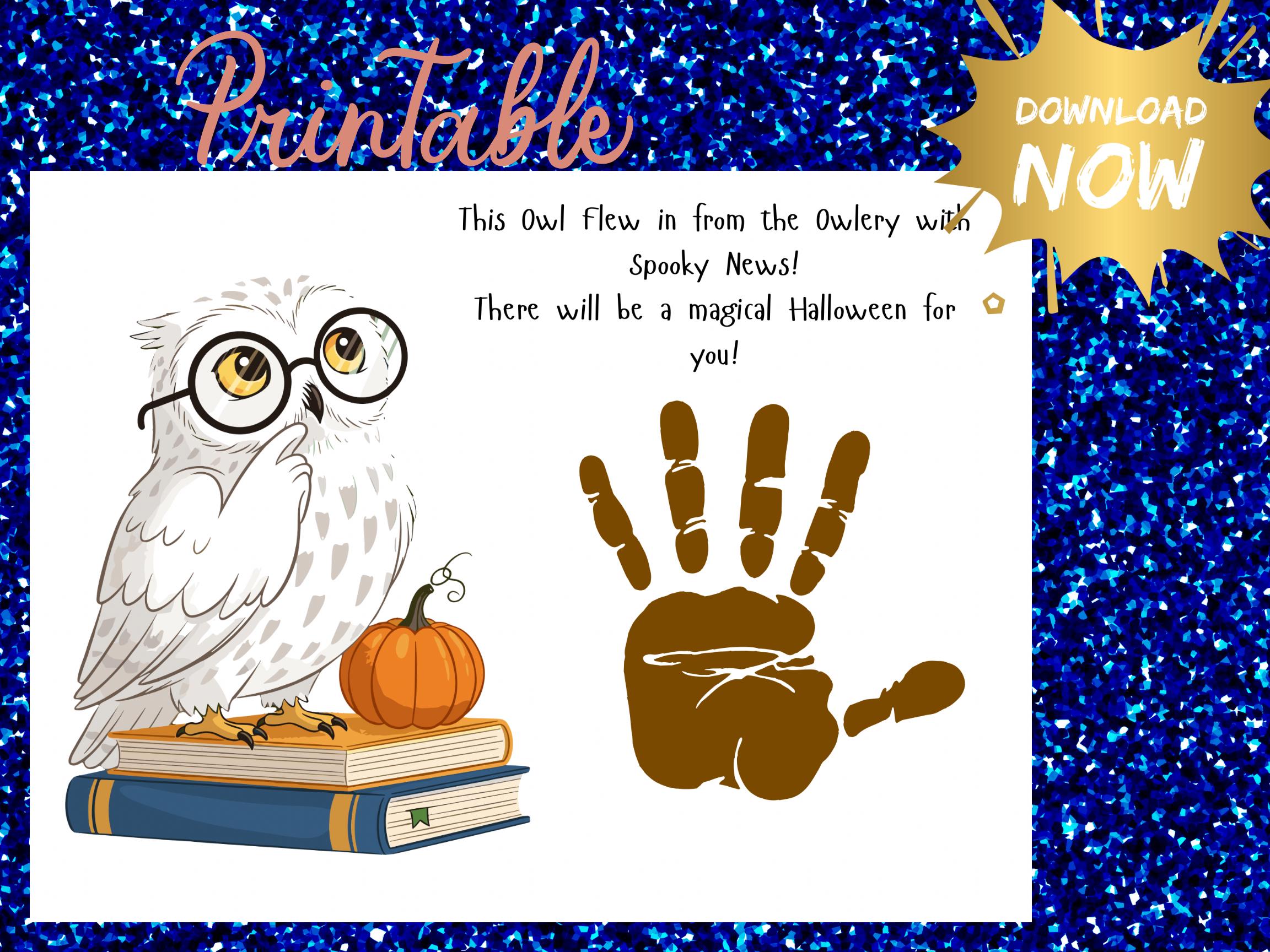 Magical Owl Halloween Handprint Craft Harry Potter Style Hedgewig Toddler Keepsake Classroom Homesch