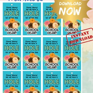 Donut Worry Back to School Gift Tags: Printable Treat Bag Tags (PDF Download)