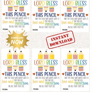 Pencil Prayer Gift Tags: Christian Back to School Blessing (PDF Printable)