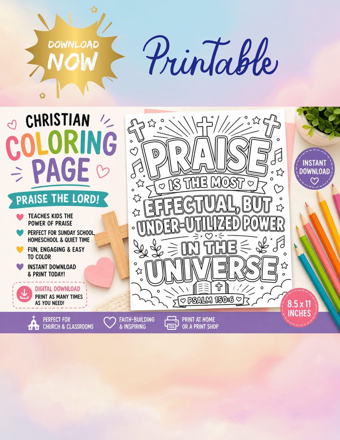 Praise Worksheet.pdf Christian Coloring Page Praise the Lord Printable Bible Activity for ...