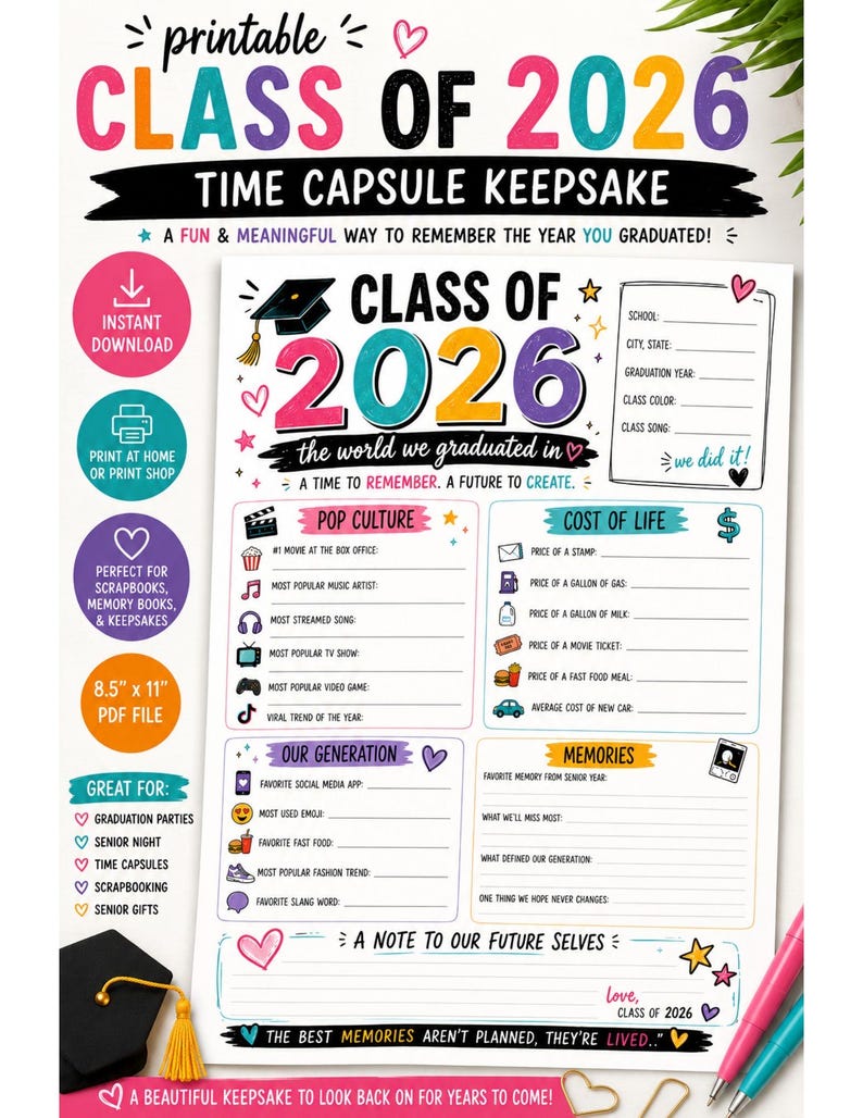 Class of 2026 Graduation Time Capsule Keepsake (digital Download) - Etsy UK