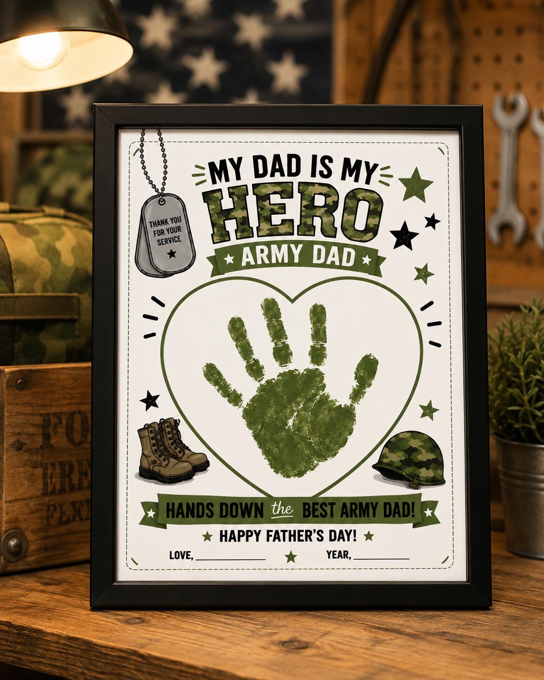 41 Easy Patriotic Crafts for Kids Even Parents Will Love 12 Army Dad Handprint Craft Printable Father's Day Army Keepsake…