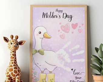 Mother’s Day Goose Handprint Craft Printable Silly Goose Keepsake Baby Toddler Handprint Art Cute DIY Mother’s Day Gift Daycare Craft