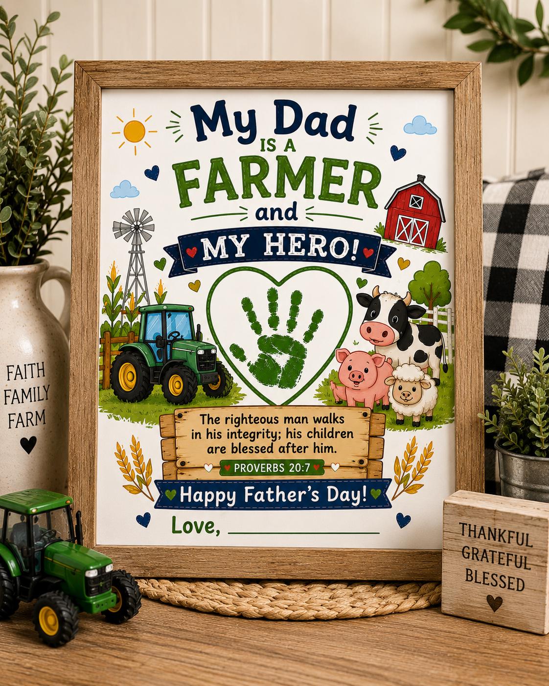 Farmer Dad Handprint Craft Father's Day Preschool Keepsake Christian…