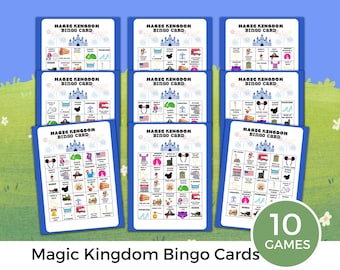 Juego de bingo de Magic Kingdom imprimible Actividad imprimible de vacaciones de Disney Páginas de juegos de vacaciones de Disney Aventura Lista de deseos de Magic Kingdom Bingo