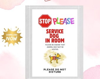 Service Dog Hotel Room Door Sign Printable ADA Awareness Do Not Disturb Instant Digital Download Support Dog Flyer Service Dog Handler