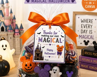 Cadeaulabels met elfjesstof voor Halloween, 'Boo To You'-labels, bewerkbare en printbare labels op Canva, magische elfjesstoflabels, leuk voor een Disney-trip, bedankjes voor medewerkers.