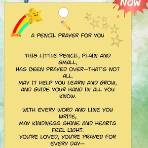 Pencil Prayer Gift Tag: Christian Poem, Back to School Printable (PDF Download)