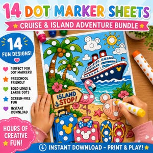 Disney Cruise Dot Marker Bundle Preschool Cruise Activities Disney Vacation Prep Dauber Color Printables Road Trip Travel Kid Activity pdf