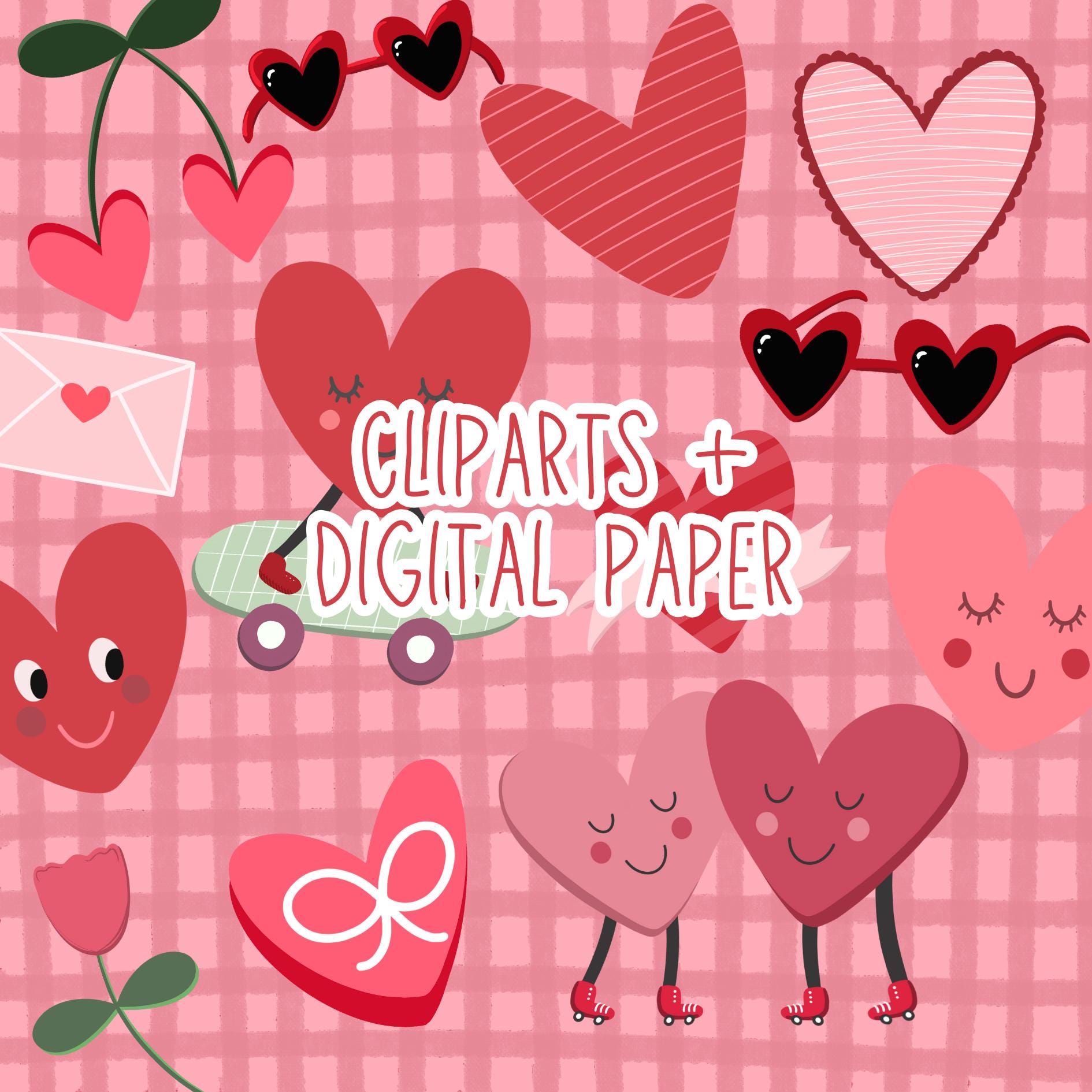 Sweet Valentine Clipart+ Digital Paper - Etsy
