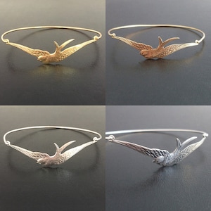 Swallow Bracelet Swallow Jewelry Bird Watcher Gift Mothers Day Bird Lover Gift Nature Lover Ornithology Gift Frosted Willow Swallow Bangle