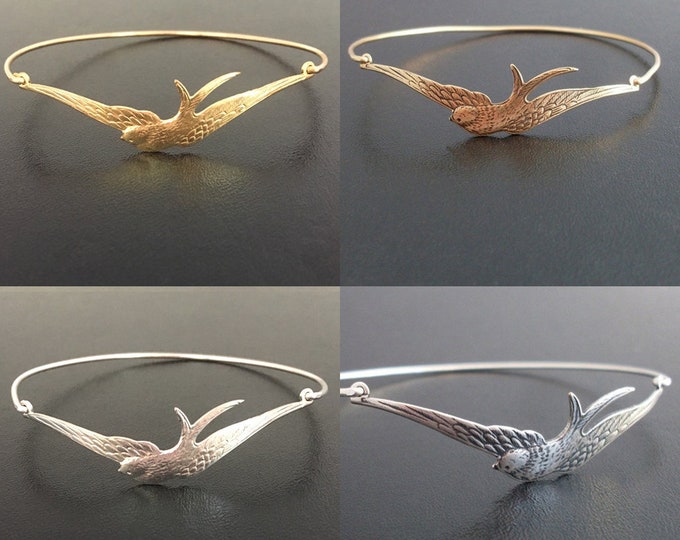 Swallow Bracelet Swallow Jewelry Bird Watcher Gift Mothers Day Bird Lover Gift Nature Lover Ornithology Gift Frosted Willow Swallow Bangle