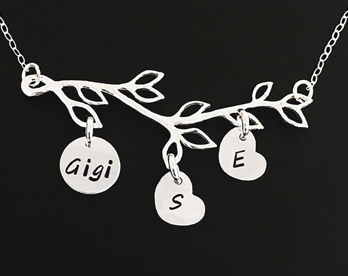 Gigi Necklace with Initials Personalized Mothers Day Necklace Grandma Jewelry Custom Mothers Day Gift Idea Gigi Gift Family Tree Necklace