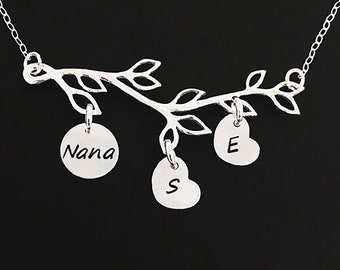 Nana Necklace Mothers Day Gift Nana Gift from Grandkids Grandson Granddaughter Sterling Silver Mothers Day Necklace Grandchildren's Initials