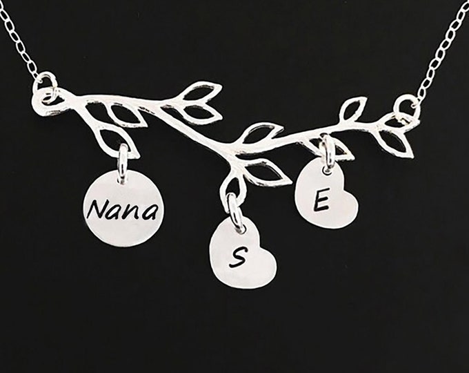 Nana Necklace Mothers Day Gift Nana Gift from Grandkids Grandson Granddaughter Sterling Silver Mothers Day Necklace Grandchildren's Initials