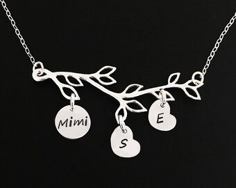 Family Tree Sterling Silver Mimi Necklace with Initials Personalized Mimi Gift from Grandkids Mimi Mothers Day Gift Mimi Birthday Gift