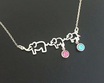 Personalized Necklace Mom of Both Daughter and Son Blue and Pink or Birth Months Gift Mothers Day Necklace for your Mom of a Girl and a Boy